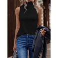 thumbnail image 4 of DuoJiaJ Tank Tops For Women High Neck Summer Tops Casual Pleated Sleeveless Shirts Women’s Casual Tops Black, 4 of 5