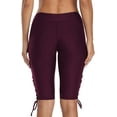 thumbnail image 2 of Women High Rise Swim Shorts Lace Up Long Board Shorts Swimsuit Bottoms Swim Capris, 2 of 6
