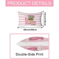 thumbnail image 4 of 12 x 20 Inch Spring Summer Pillow Cover - Pink Garden Floral Tulips and Watering Can Design on Striped Background, Spring Decorative Cushion Case for Home and Patio, 4 of 6