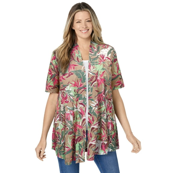 Woman Within Plus Size Lightweight Open Front Cardigan Sweater