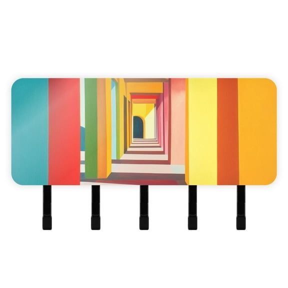 Colorful Corridor Key Holder for Wall Mail Holder Organizer with 5 Key Hooks Wall Mount Key Rack with Shelf