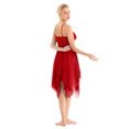 thumbnail image 2 of Jizyo Women's Lyrical Dance Dress Sleeveless Asymmetrical Chiffon Skirted Leotard Dancing Dress Red XXL, 2 of 7