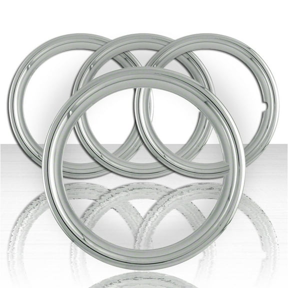 Set of Four 14" SS 1 1/2" Deep Wheel Trim Rings (Stainless Steel Retention)