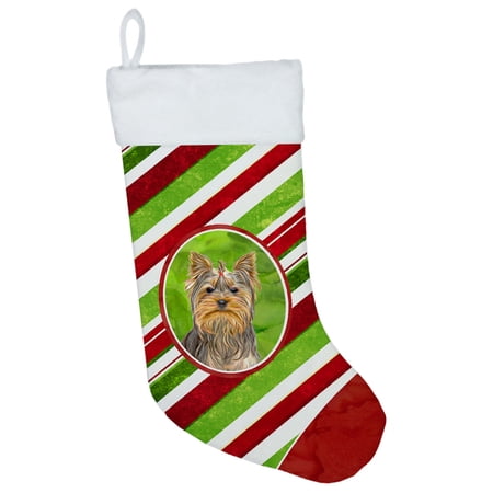Carolines Treasures KJ1170CS Candy Cane Holiday Christmas Yorkie / Yorkshire Terrier Christmas Stocking Large
