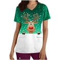 thumbnail image 2 of LSLJS Christmas Blouse de Noël à Manches Courtes Col en V avec Poches Imprimées pour Femmes, Scrub Tops, 2 of 5