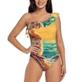 thumbnail image 2 of Picia Island Beach Guinea Pig Pattern Women's One Piece Swimsuits,One Shoulder Swimwear Asymmetric ,Ruffle Monokinis Bathing Suits,High Waisted Flattering Bathing Suits-Small, 2 of 8