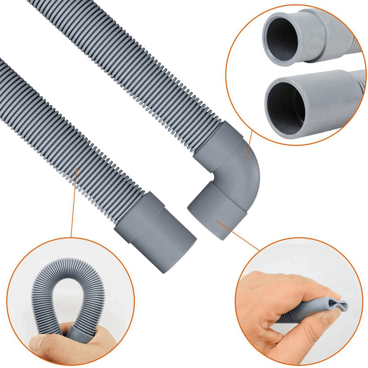 5X Washing Machine Hose Drain Hose Washing Machine 2.5M Drain Hose Extension for Washing Machines Dishwashers Dryers