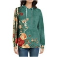 thumbnail image 4 of ITSAME Womens Hoodie with Pocket, Floral Casual Long Sleeve Pullover Fashion Drawstring Hooded Tops Army Green XL, 4 of 6