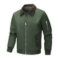 thumbnail image 2 of PiGOGI Men Light Jackets Windbreaker Spring Fall Lightweight Fleece Lined Jacket Casual Stylish Bomber Jacket with Pocket Green S, 2 of 7
