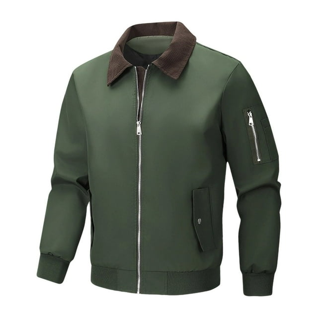 Veste Bomber en Velours Côtelé pour Hommes avec Col à Revers et Fermeture Éclair, Manteau Cargo à Manches Longues, Coupe Ajustée, Veste Tactique Extérieure Rétro Ventilée pour l'Automne