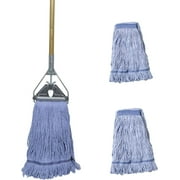 Heavy Duty Commercial Industrial Mop ,58" Looped-End String Wet Cotton Mops for Floor Cleaning, Including Three mop Head Replacement