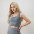 thumbnail image 2 of Women's Ruched Front Sports Tank with Stretchy Shoulder Straps - Large, Gray, 2 of 4
