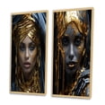 thumbnail image 3 of Designart "Vintage Tribal Glamour Gorgeous Boho Chic Woman I" Boho Woman Framed Wall Art Set Of 2 - Glam Black Gallery Wall Frame Set For Home Decor, 3 of 6
