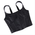 thumbnail image 4 of FASHOFT Black Renaissance Corset Top For Women Black Crocodile Faux Leather Y2K Spaghetti Strap Tank Slim Fit Cropped Waist Cinching Top Leather Corset Top L, 4 of 5