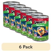 (6 pack) SpaghettiOs Football Shaped Canned Pasta with Meatballs, 15.6 oz Can