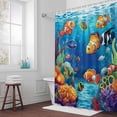 thumbnail image 3 of Summer Ocean Bathroom Shower Curtain, Clownfish Coral Seagrass Underwater World Waterproof Washable Soft Bath Curtain for Bathtub Decor with 12 Hooks&Grommet, 54x78 Inch, 3 of 9