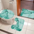 thumbnail image 4 of Turquoise Marble Bath Mat 3 Piece Bathroom Rug Set, Nature Marble Stone Ripple Modern Art Non Slip Bath Rug Contour Mat and Toilet Lid Cover, Absorbent Shower Mats Soft Bath Rugs and Mats Sets, 4 of 8
