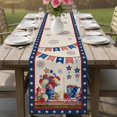 thumbnail image 4 of Independence Day Table Runner 72 Inches, American Flag Star Floral Beige Rustic Bed Runner Dresser Scarves Tabletop for Indoor Outdoor Parties/Ceremony/Banquet, 14" x 72", 4 of 9