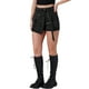 thumbnail image 4 of Falda de mezclilla para mujer INSPIRE CHIC, skort con cremallera decorativa, estilo Y2K, cintura alta, falda de mezclilla mini tipo envoltura, 2XL, negra, 4 of 6