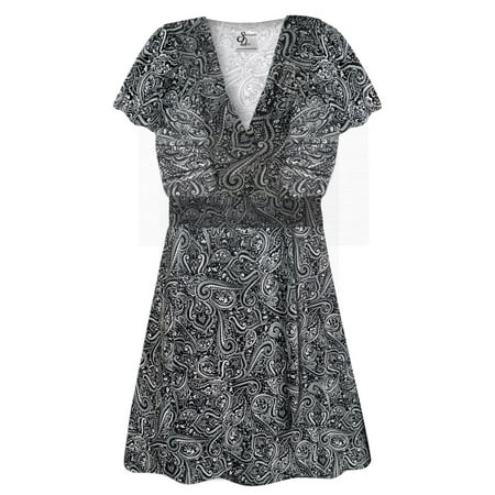 Medium Petite Womens Top Medallion Chintz Designer Print Slinky Magic Babydoll Short Sleeve