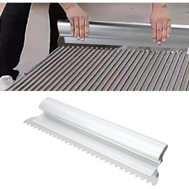 HUGFEGWE Tile Trowel, 2/5x2/5in Square Notch Trowel Tile Adhesive Spreader Tile Tools, Wall Tile Leveling Tool Wall Tile Trowel for Large Tiles Flooring Tiling Masonry Hand Trowel (400mm