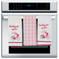 thumbnail image 4 of Serafina Home Valentines Kitchen Towels: Sending You Love Bicycle and Cute Candy Striped XO Heart Towel Set, 3pc, 4 of 5