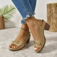 thumbnail image 5 of LOVZFMLL Women's Sandals Chunky Block Heels Fashion Open Toe Summer Casual Outdoor Walking Sandals with Adjustable Buckle Yellow 9, 5 of 8
