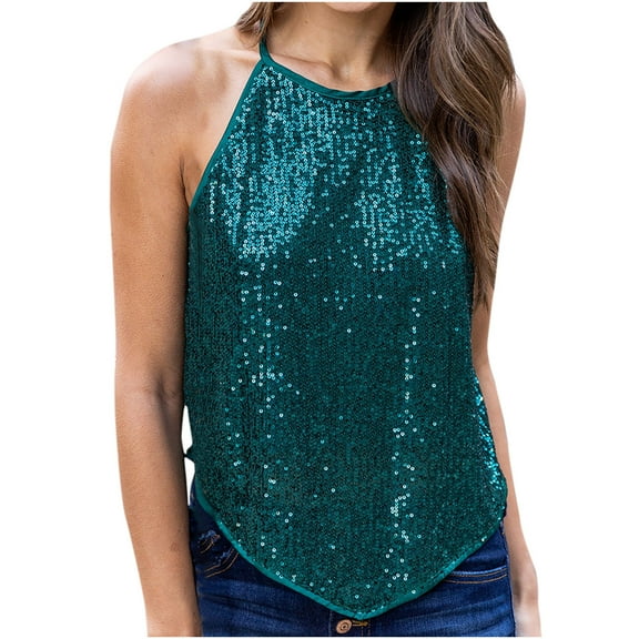 OAVQHLG3B Womens Tank Tops Summer Tops for Women Casual Summer Sleeveless Solid Color Sequins Sexy Vest