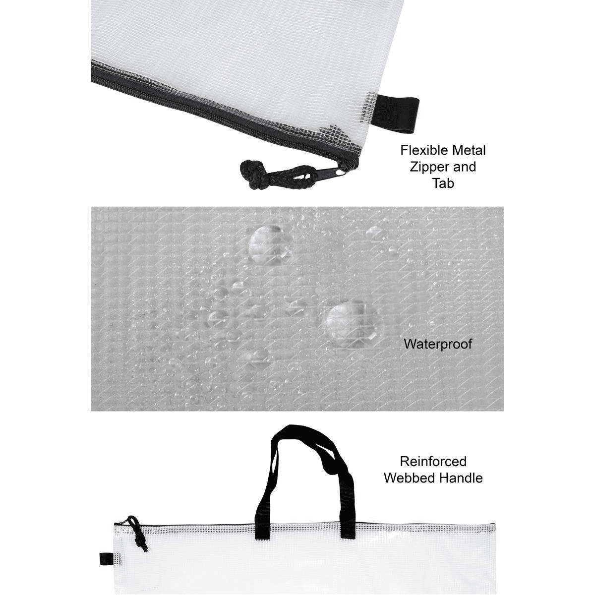 Pro Art Mesh & Vinyl Zipper Bag with Handle 15"x18", Mesh Zipper Pouch Bags, Travel Pouch, Pouches for Organization, Board Game Storage Bags, Pencil Pouch, Bags
