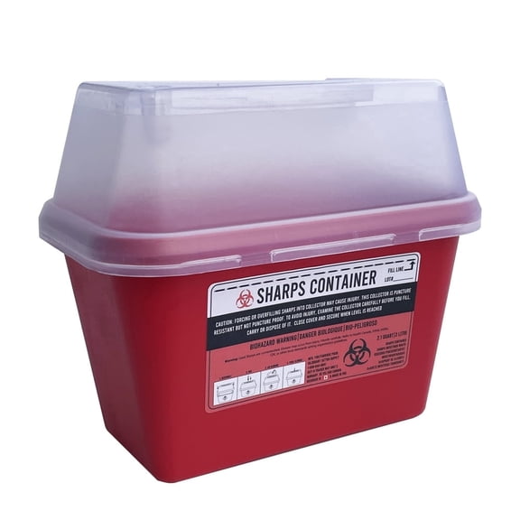 Sharps Container for Professional and Home Use - 2 Quart / 2 Liter Small Size Sharp Container Needle Disposal Containers for Needles Pack of 1