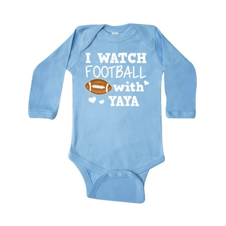 

Inktastic I Watch Football with My Yaya Gift Baby Boy Long Sleeve Bodysuit