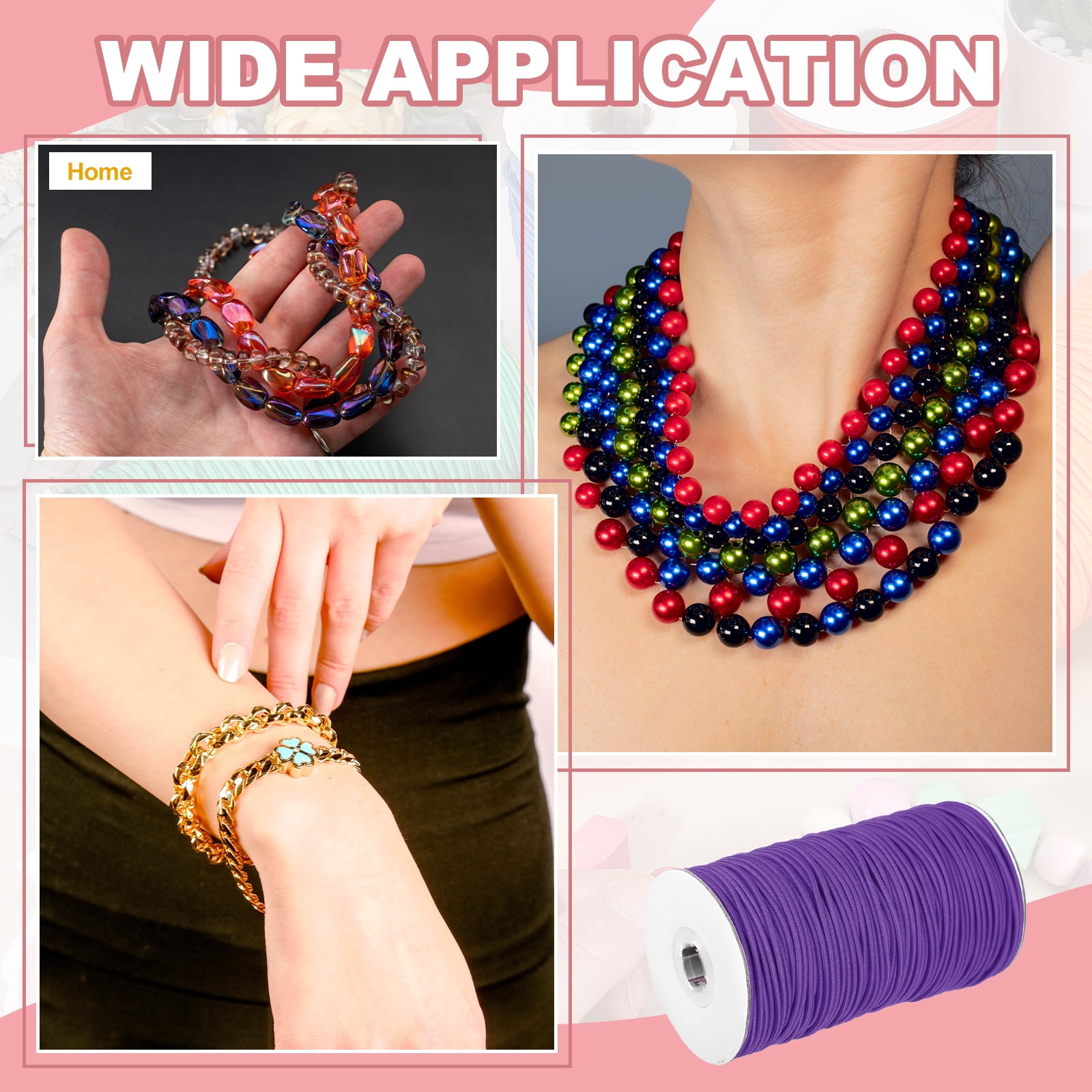 Uxcell Stretchy String for Bracelets, Elastic Crystal Thread Stretch Elastic Beading Cord 2.5mm & Dark Purple-Fitting For(Bracelets/Sewing/Beading/Necklace/Jewelry Making/Crafts DIY)