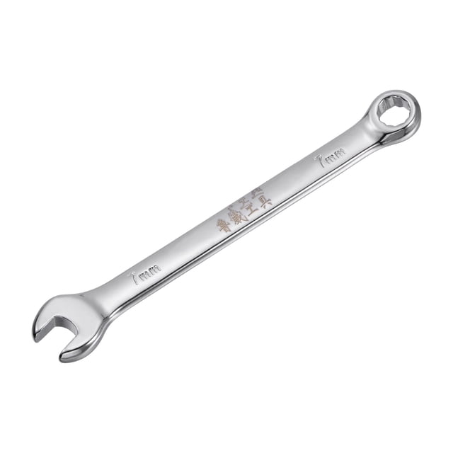 Uxcell Metric 7mm 12-Point Box Open End Combination Wrench Chrome Finish, Cr-V