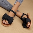 thumbnail image 4 of Pandaie Flat Sandals for Women Open Toe Bowknot Summer Beach Shoes Ankle Strap Comfortable Orthopedic Cork Footbed Slides Black 8.5, 4 of 9