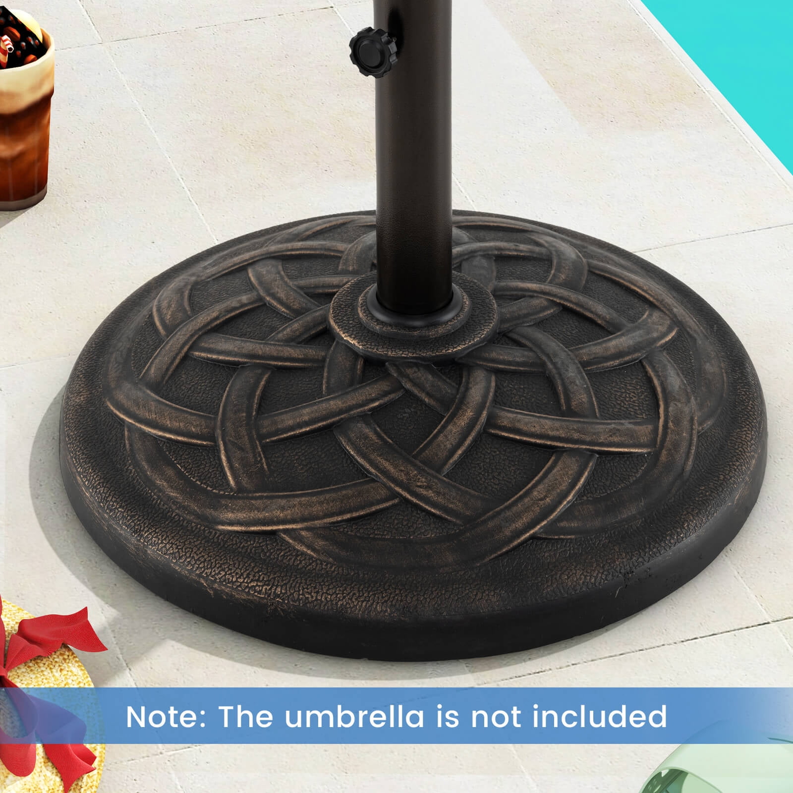 Costway 22'' Round Umbrella Base Stand Market Patio Standing Outdoor Living Heavy Duty