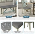 thumbnail image 4 of Tensun 6-Piece Rustic Dining Set with Wood Table, Four Upholstered Chairs, and Padded Bench, Ideal for Kitchen and Dining Room, Grey Green Palette, 4 of 5