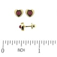 thumbnail image 2 of 18k Solid Yellow Gold Cabuchon Red Ruby Center Heart covered screwback Earring, 2 of 3