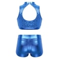 thumbnail image 2 of YiZYiF Girls Sequins Two Piece Ballet Dance Outfit Tank Crop Top with Shorts Dancewear Blue 14, 2 of 7