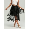 thumbnail image 5 of Rdhnmea Women's Tiered Tulle Long Skirt Asymmetrical Pleated Elastic High Waist Layered Tutu Skirt Frill Trim Ruffle Midi Skirt, 5 of 9