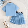 thumbnail image 4 of Conjunto de falda y top de manga corta de verano con falda plisada para niñas pequeñas y preescolares., 4 of 9