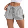 thumbnail image 1 of Women'S Striped Print Drawstring Elastic Waist Shorts Casual Wide Leg Low Rise Summer Boxer Shorts Black L, 1 of 7