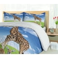thumbnail image 5 of Ambesonne Giraffe Duvet Cover Set, Zoo Animals, 2-Calking, White Blue Brown, 5 of 7