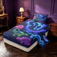 thumbnail image 2 of Manfei Neon Dinosaur Wildlife Twin Sheets,Gothic Cloud Stars Bedding,Blue Pink,3pcs,1 Flat Sheet,1 Fitted Sheet and 1 Pillowcase, 2 of 6