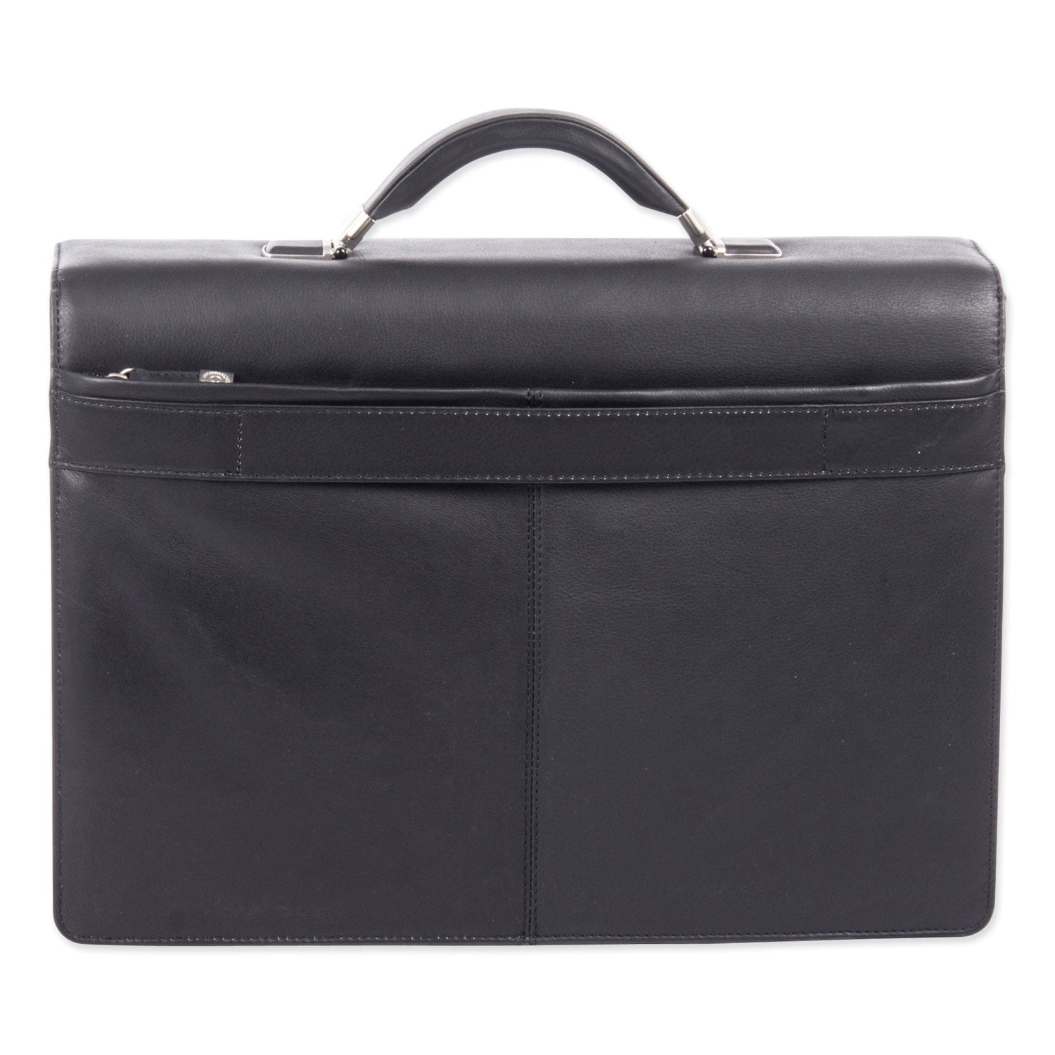 Milestone 5 in. x 5 in. x 12 in. Leather Briefcase Fits Devices Up to 15.6 in. - Black