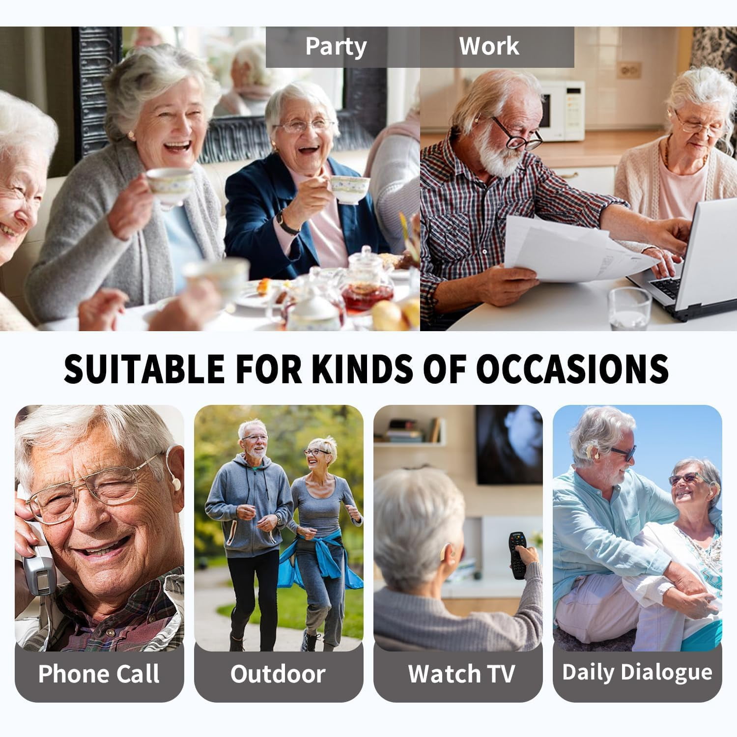 SUWU Hearing Aids for Seniors with Hearing Loss, Rechargeable Hearing Amplifiers with Noise Cancelling and Volume Control for Adults Women Men, Behind-The-Ear Hearing Aid
