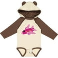thumbnail image 3 of Inktastic Girls Pink Airplane Pilot Girls Long Sleeve Baby Bodysuit, 3 of 5
