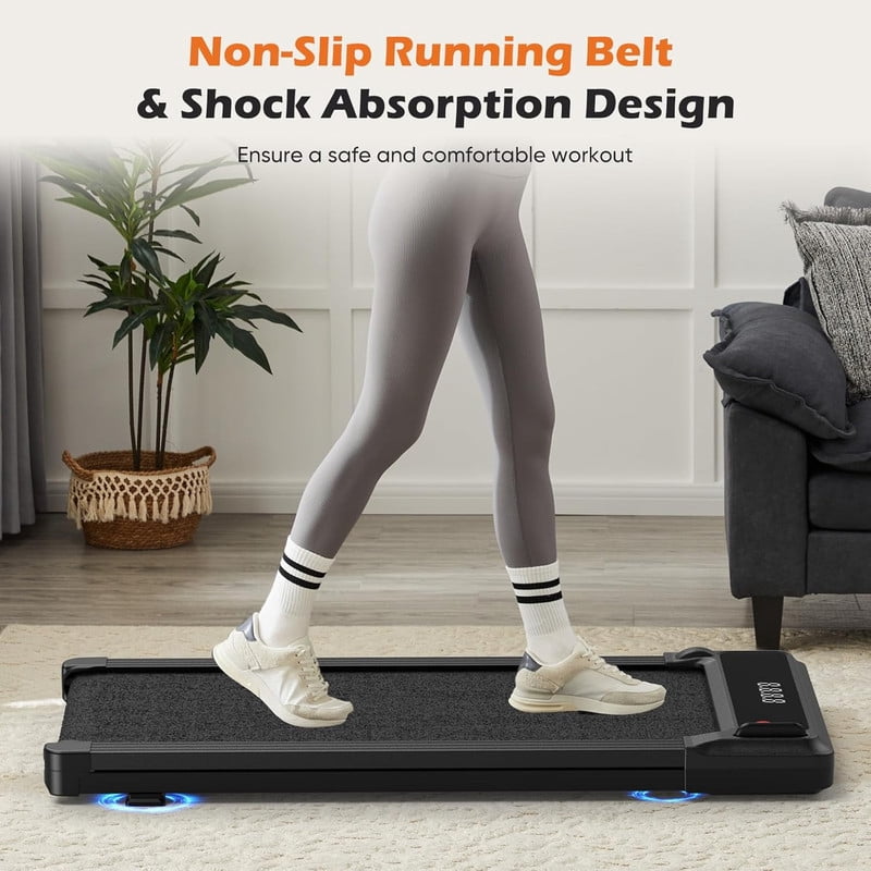 Simenmax Walking Pad, Under Desk Treadmill for Home Office, Quiet Portable Treadmill for Small Spaces, Apartments, Remote Control & LED Display,Black