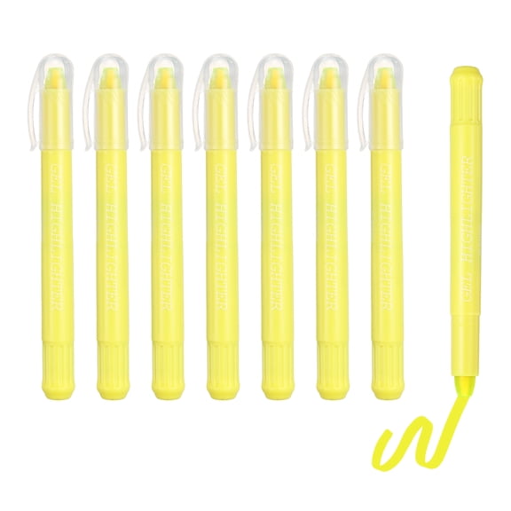 Uxcell 8Pack Gel Highlighters, Highlighters Pens Wax Crayon Neon Clear View Bright Marker Pen Twist Up Gel Stick Cute Pastel for Home Office Study Journaling Supplies, Bright yellow