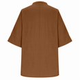 thumbnail image 4 of Button Down Linen Shirts for Women 3/4 Sleeve V Neck Linen Tops Fashion Summer Casual Pullover Loose Lightweight Beach Vacation Holiday Blouses, 4 of 5