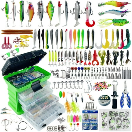 FREE FISHER 346pcs Fishing Lures Kit with Tackle Box Included Crankbait Minnow Spinnerbaits Spoons Soft Lures Jigs Hooks Bait Rigs Weights Sinkers Topwater Lures Freshwater Saltwater